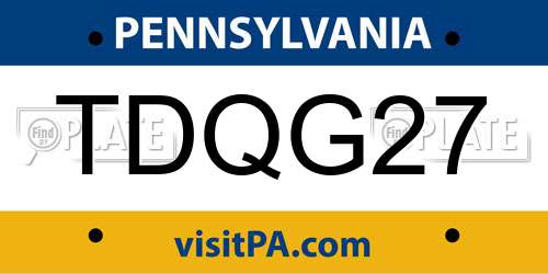 TDQG27 Pennsylvania License Plate