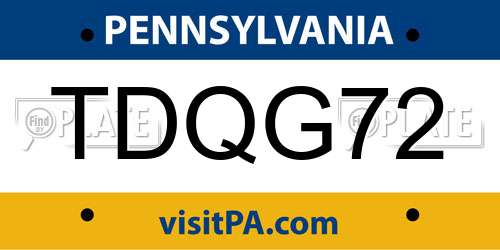 TDQG72 Pennsylvania License Plate