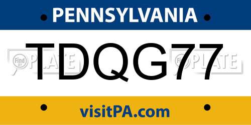 TDQG77 Pennsylvania License Plate
