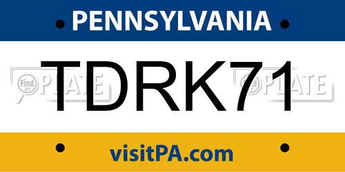 TDRK71 Pennsylvania License Plate