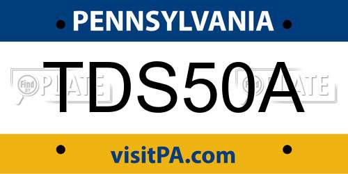TDS50A Pennsylvania License Plate