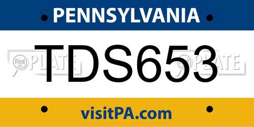 TDS653 Pennsylvania License Plate