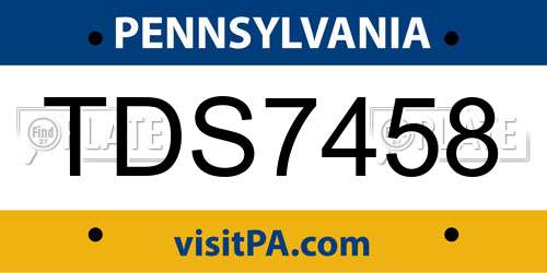 TDS7458 Pennsylvania License Plate