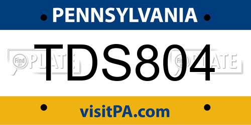 TDS804 Pennsylvania License Plate