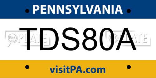 TDS80A Pennsylvania License Plate