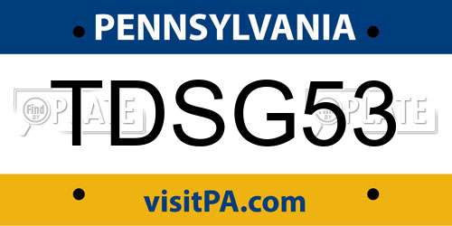 TDSG53 Pennsylvania License Plate