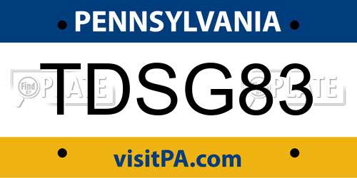 TDSG83 Pennsylvania License Plate
