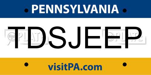 TDSJEEP Pennsylvania License Plate