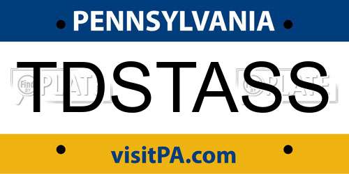 TDSTASS Pennsylvania License Plate