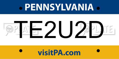 TE2U2D Pennsylvania License Plate