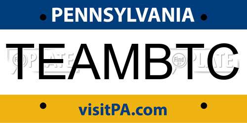 TEAMBTC Pennsylvania License Plate