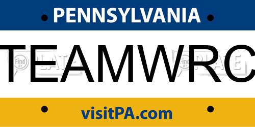 TEAMWRC Pennsylvania License Plate