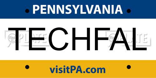 TECHFAL Pennsylvania License Plate