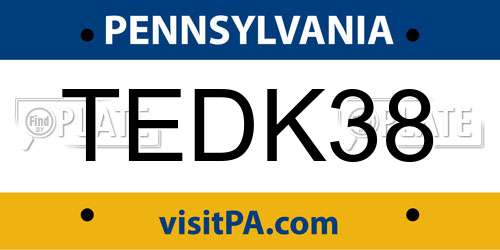 TEDK38 Pennsylvania License Plate