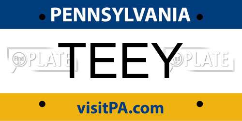 TEEY Pennsylvania License Plate