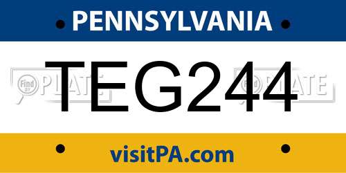 TEG244 Pennsylvania License Plate