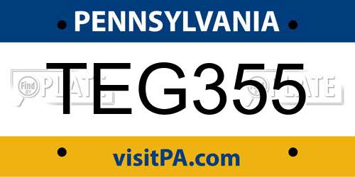 TEG355 Pennsylvania License Plate