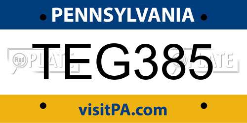 TEG385 Pennsylvania License Plate