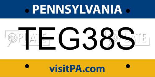 TEG38S Pennsylvania License Plate
