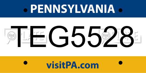 TEG5528 Pennsylvania License Plate