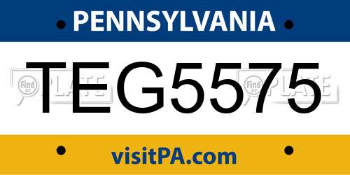 TEG5575 Pennsylvania License Plate