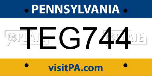 TEG744 Pennsylvania License Plate