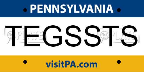 TEGSSTS Pennsylvania License Plate