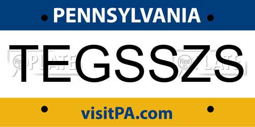 TEGSSZS Pennsylvania License Plate