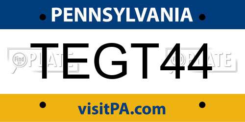 TEGT44 Pennsylvania License Plate