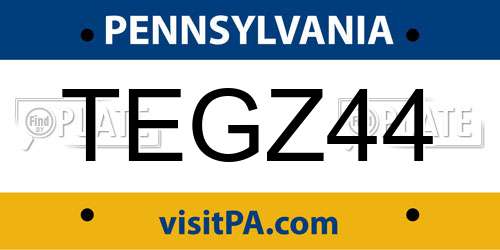 TEGZ44 Pennsylvania License Plate
