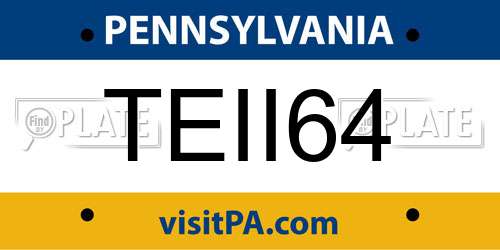 TEII64 Pennsylvania License Plate