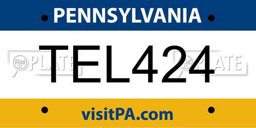 TEL424 Pennsylvania License Plate