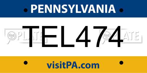 TEL474 Pennsylvania License Plate