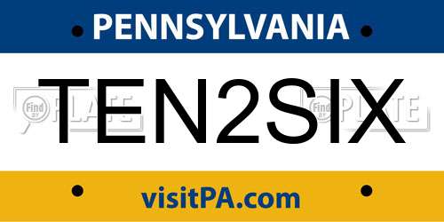 TEN2SIX Pennsylvania License Plate