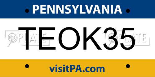 TEOK35 Pennsylvania License Plate