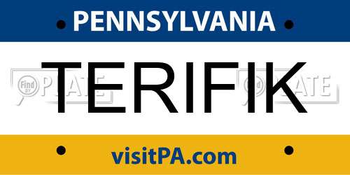 TERIFIK Pennsylvania License Plate