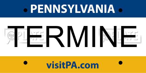 TERMINE Pennsylvania License Plate