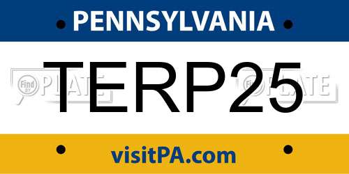 TERP25 Pennsylvania License Plate