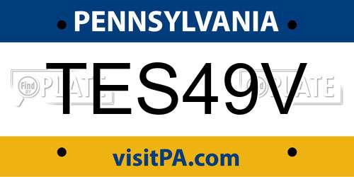 TES49V Pennsylvania License Plate