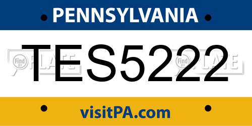 TES5222 Pennsylvania License Plate