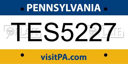 TES5227 Pennsylvania License Plate