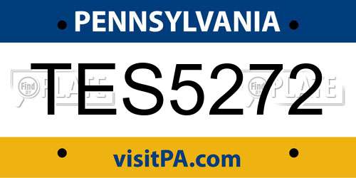 TES5272 Pennsylvania License Plate