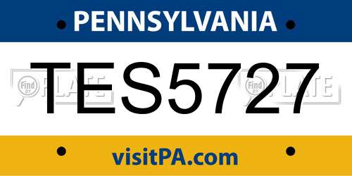 TES5727 Pennsylvania License Plate