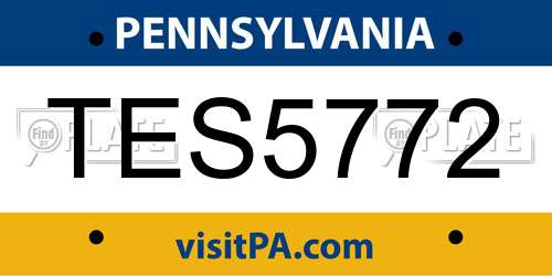 TES5772 Pennsylvania License Plate
