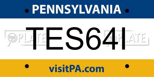 TES64I Pennsylvania License Plate