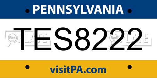 TES8222 Pennsylvania License Plate