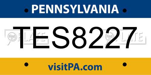 TES8227 Pennsylvania License Plate
