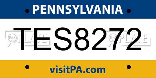 TES8272 Pennsylvania License Plate