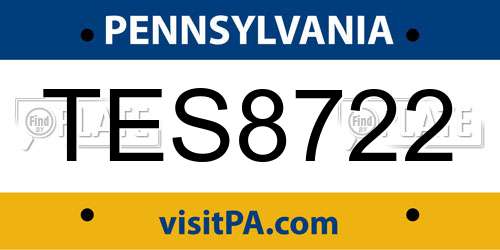 TES8722 Pennsylvania License Plate