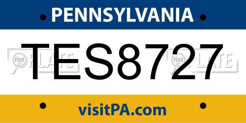 TES8727 Pennsylvania License Plate